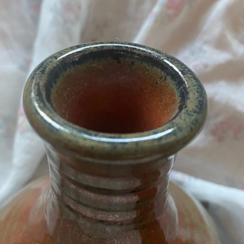 Vintage Glazed‎ Vase Handmade Artist Signed Decor